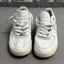 Nike Air Force 1 Low White Leather Low Top Lace-Up Sneakers Youth 7