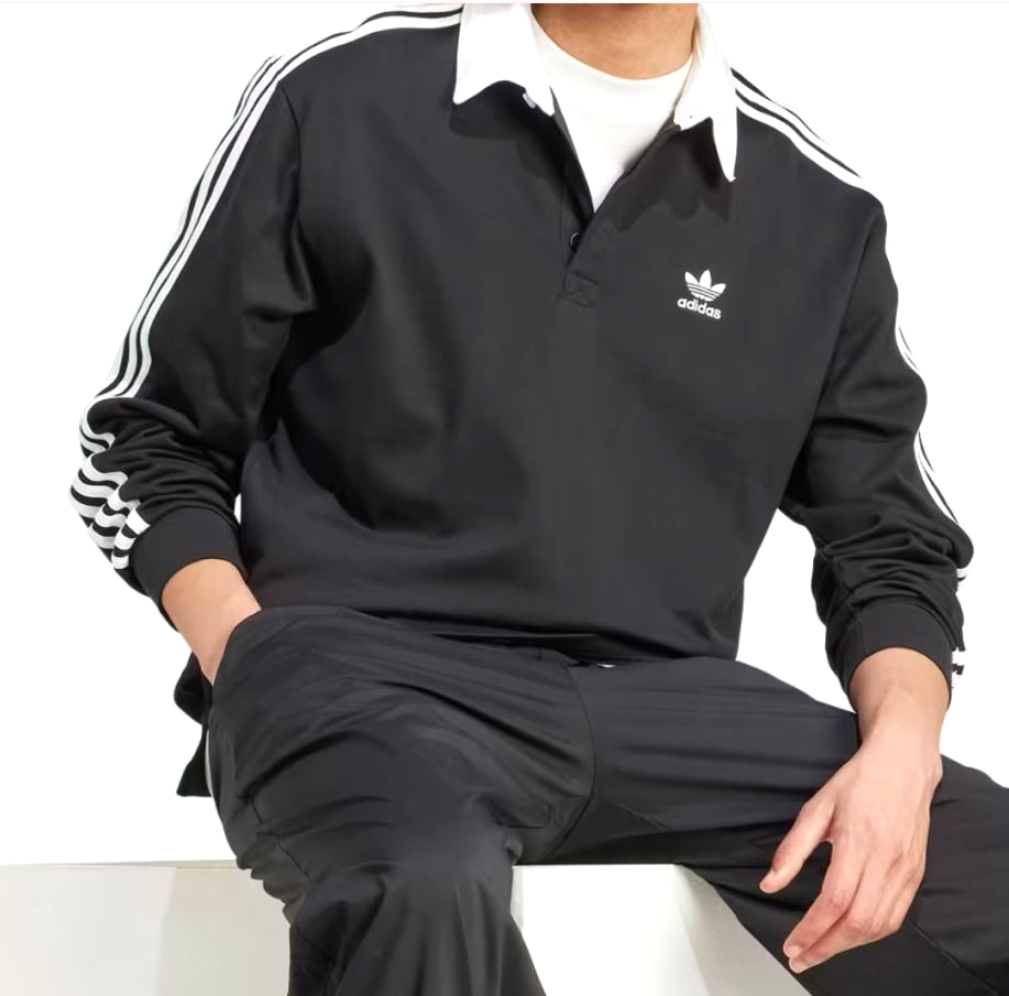 adidas RUGBY POLO LS ブラック 3XL IZ4806 adidas Adicolor Rugby Polo Shirt - Black | Free Shipping