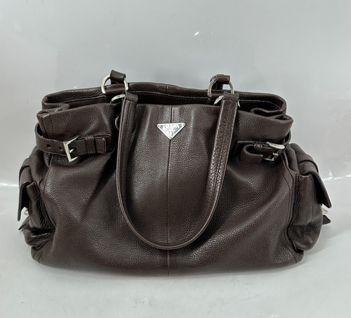 PRADA Vitello Daino Life Tasche mit Seitentasche braun authentisch