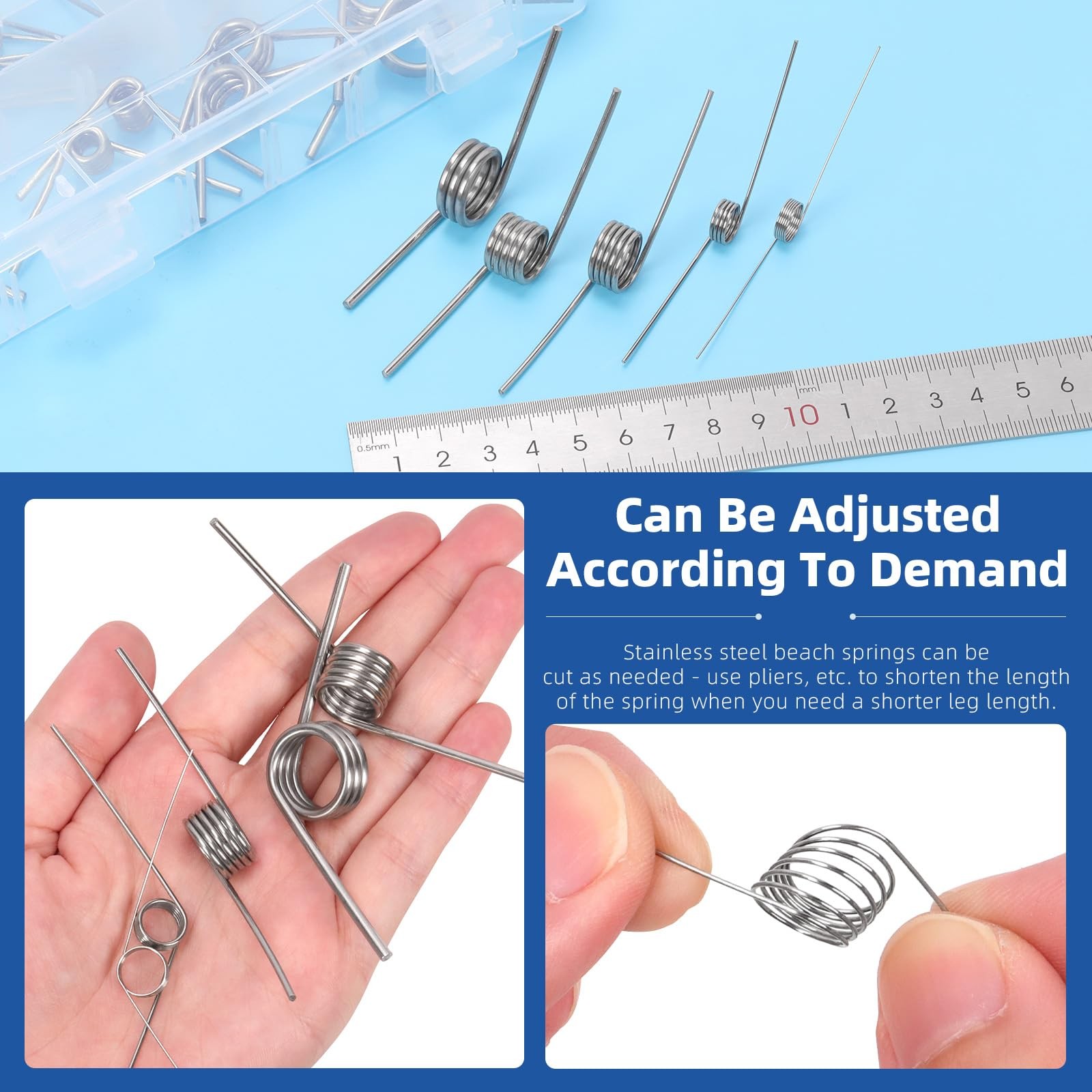 45PCS Torsion Spring Kit, 15 Sizes, V-Shaped, 45/90/120 Degree, 0.5-2.5MM Wire