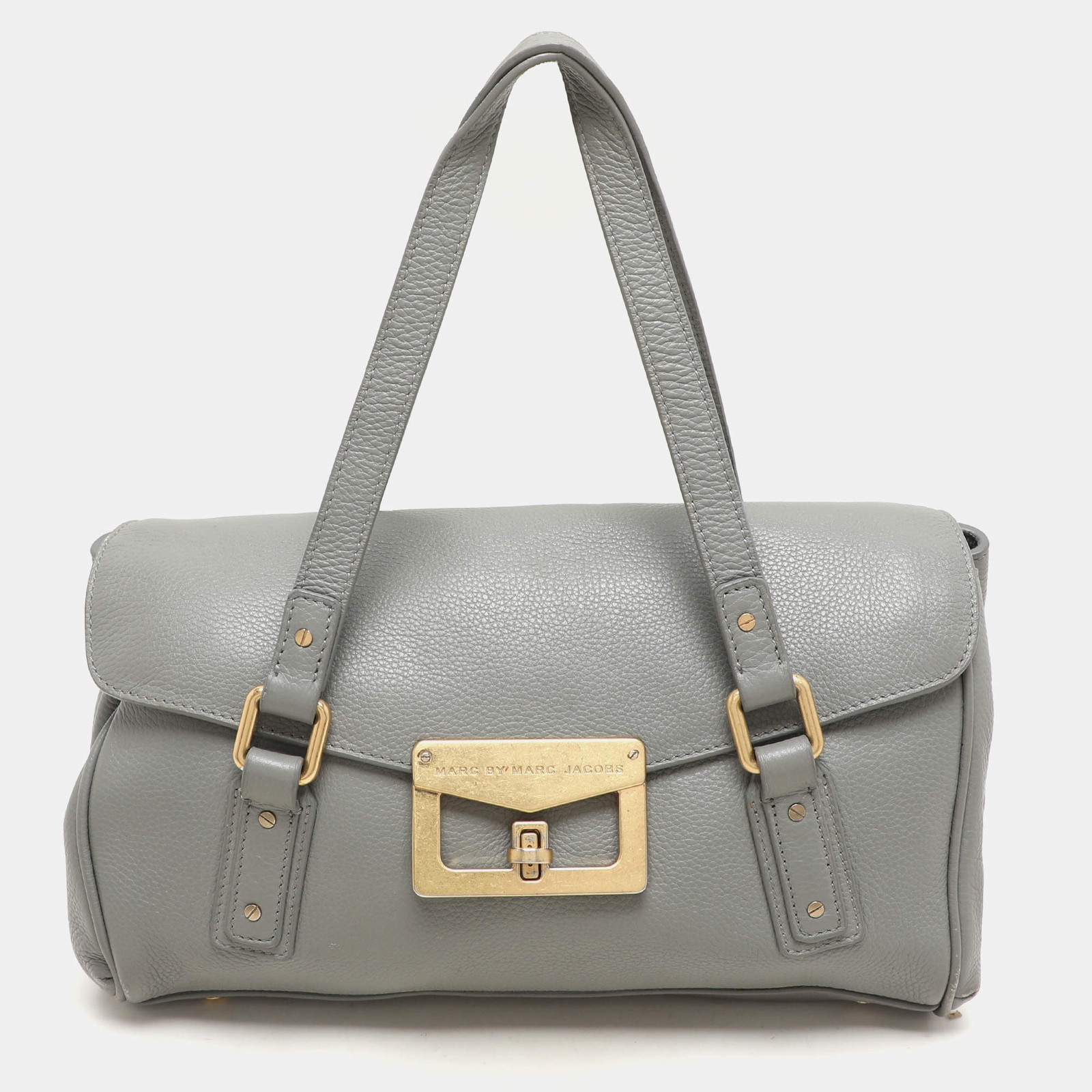 Marc by Marc Jacobs Grey Leather Turn Lock Flap Satchel
