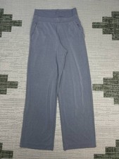 Athleta Retreat Wide Leg Pants Womens Small Gray Logo Stretch High Rise Casual