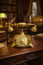 Brass Rotary Dial Telephone Working Landline Retro Nautical Decor Phone