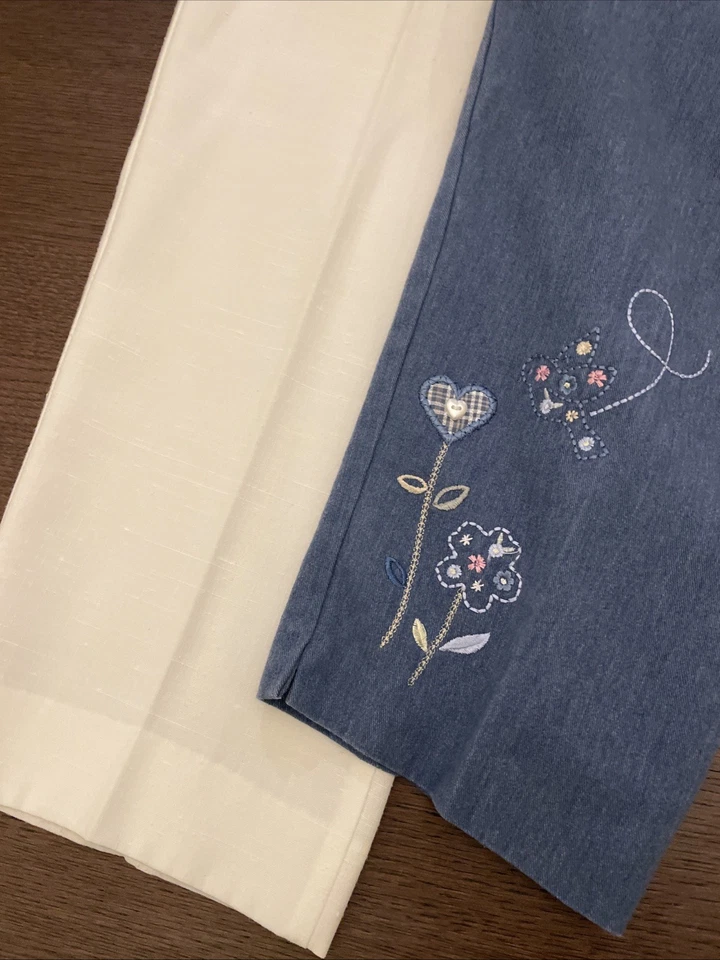 2 pares de pantalones Bon Worth pequeños medianos retazos flores azul blanco Bonworth Z60 Foto 2 de 4