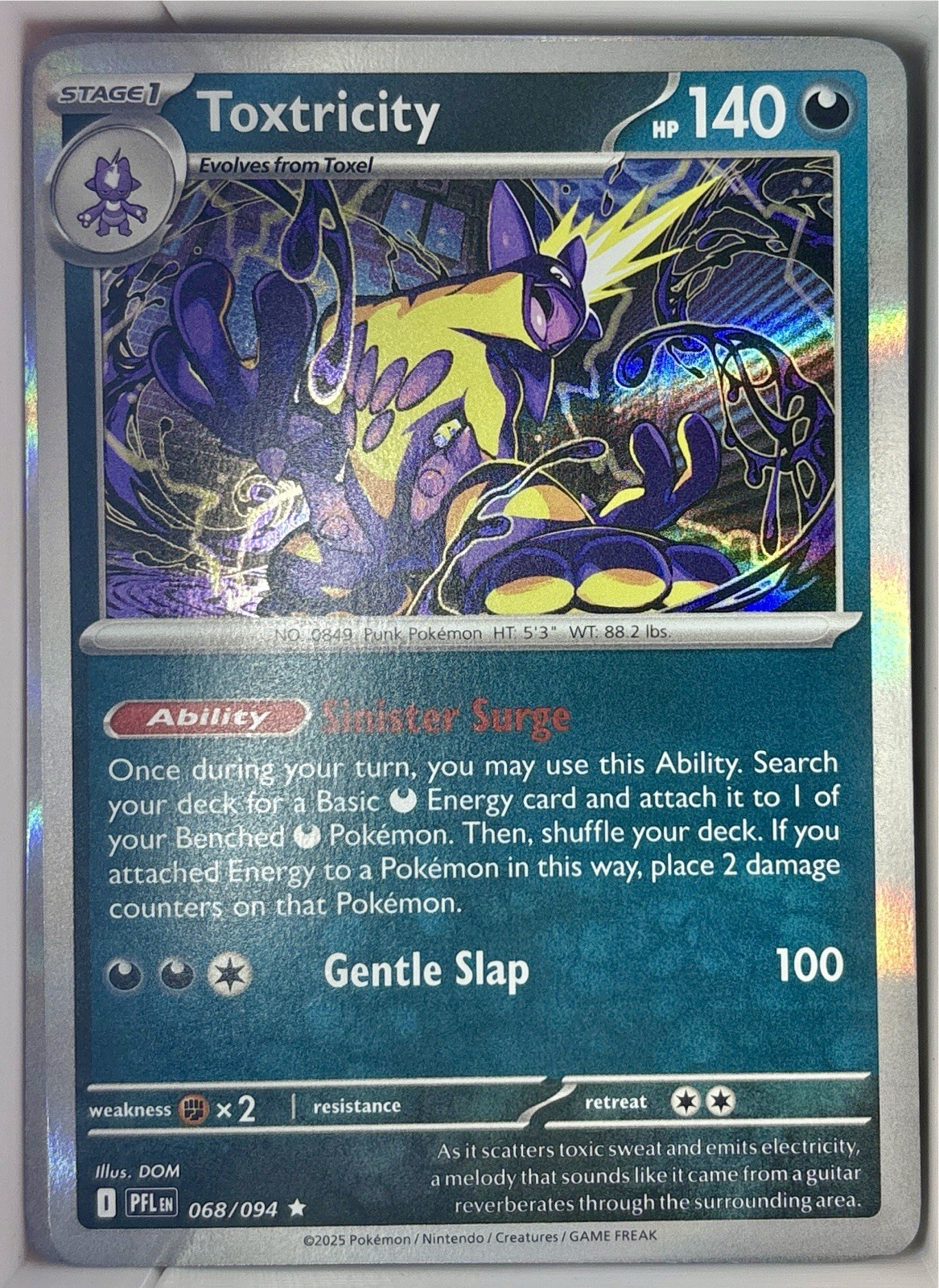 Toxtricity 068/094 Holo Rare - Pokemon TCG Phantasmal Flames - NM Pack Fresh