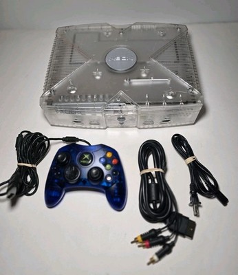Microsoft Original Xbox Crystal Clear Limited Edition Console + Blue Controller 