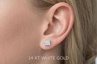 GENUINE 1.88 Cts WHITE SAPPHIRE STUD EARRINGS 14K WHITE GOLD - Free Appraisal — photo 4
