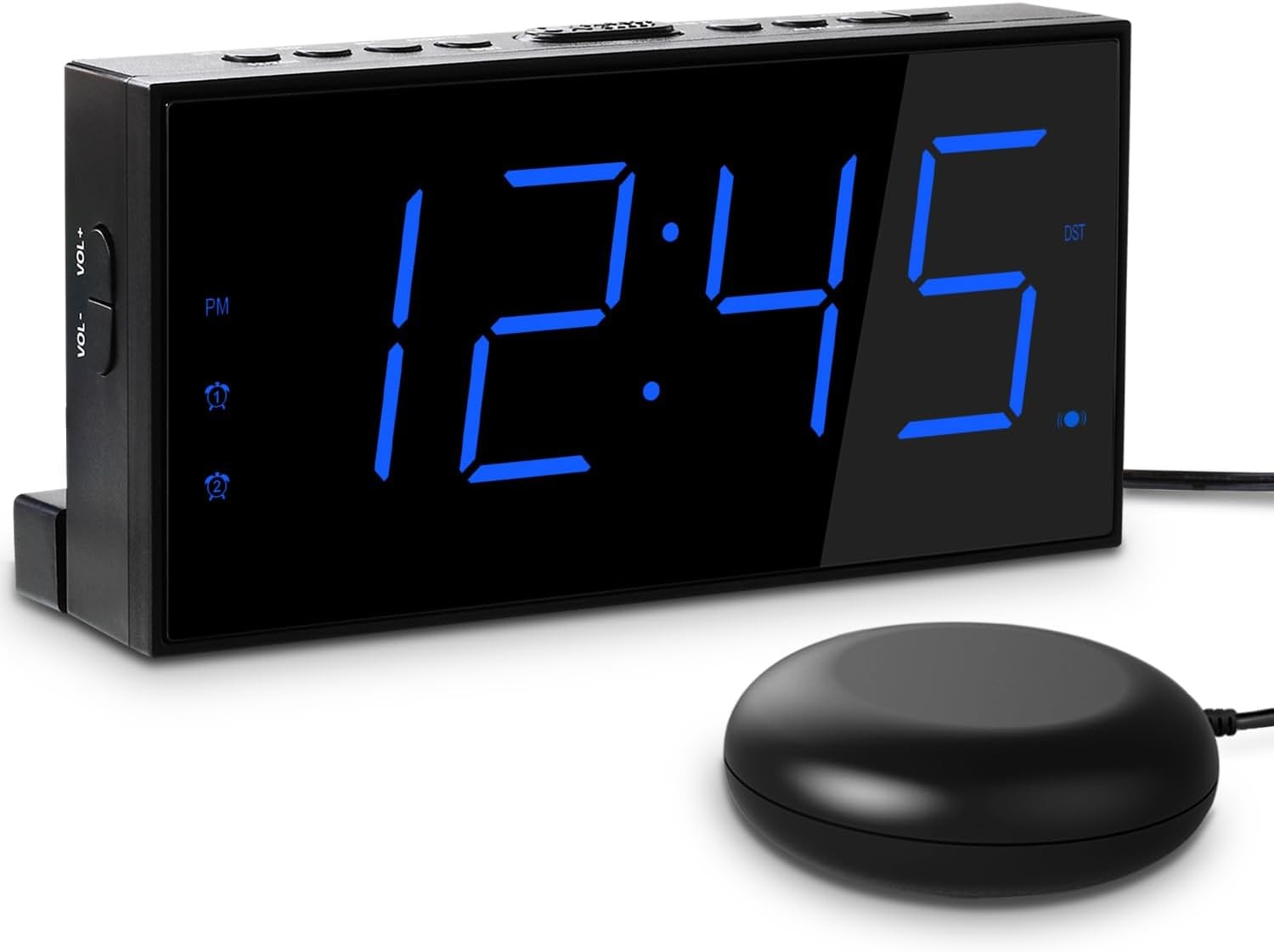 Mesqool Loud Alarm Clock with Bed Shaker for Deaf, Heavy Sleepers, Hearing Impa