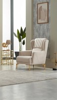 Moderne Sessel Wohnzimmer Polstersessel Einsitzer Stoff Beige Sitzer MöBel
