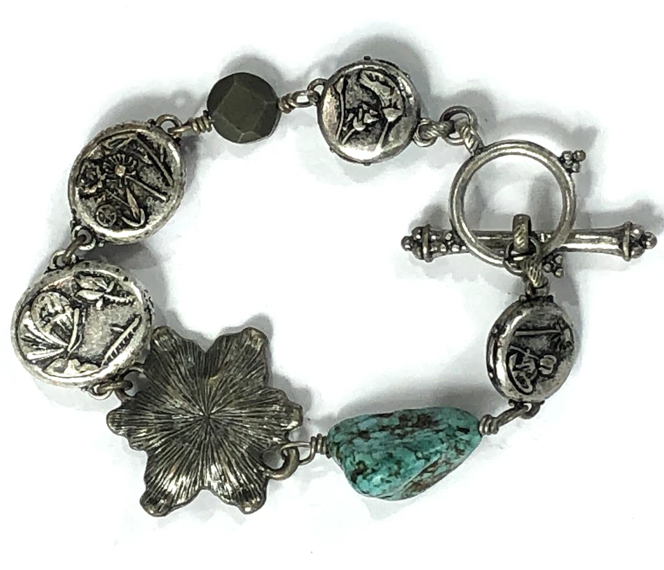 Pulsera Lucky Brand piedras preciosas semipreciosas amatista turquesa - 7 pulgadas de largo Foto 2 de 4