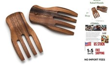1102 Salad Hands, 3.75" x 7" x 1.88", One One Pair, 3 3/4" x 7" x 7/8" Acacia