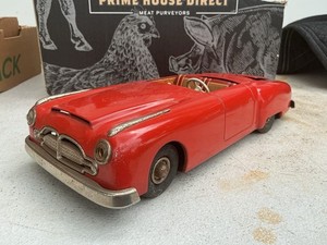 JNF GIGANTIC TIN TOY BATTERY OP CAR 11 1/2 INCH VERY NICE CONDITION. L@@K!