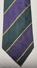 Polo Ralph Lauren 100 Silk Tie Purple Green Yellow Stripe Made in USA