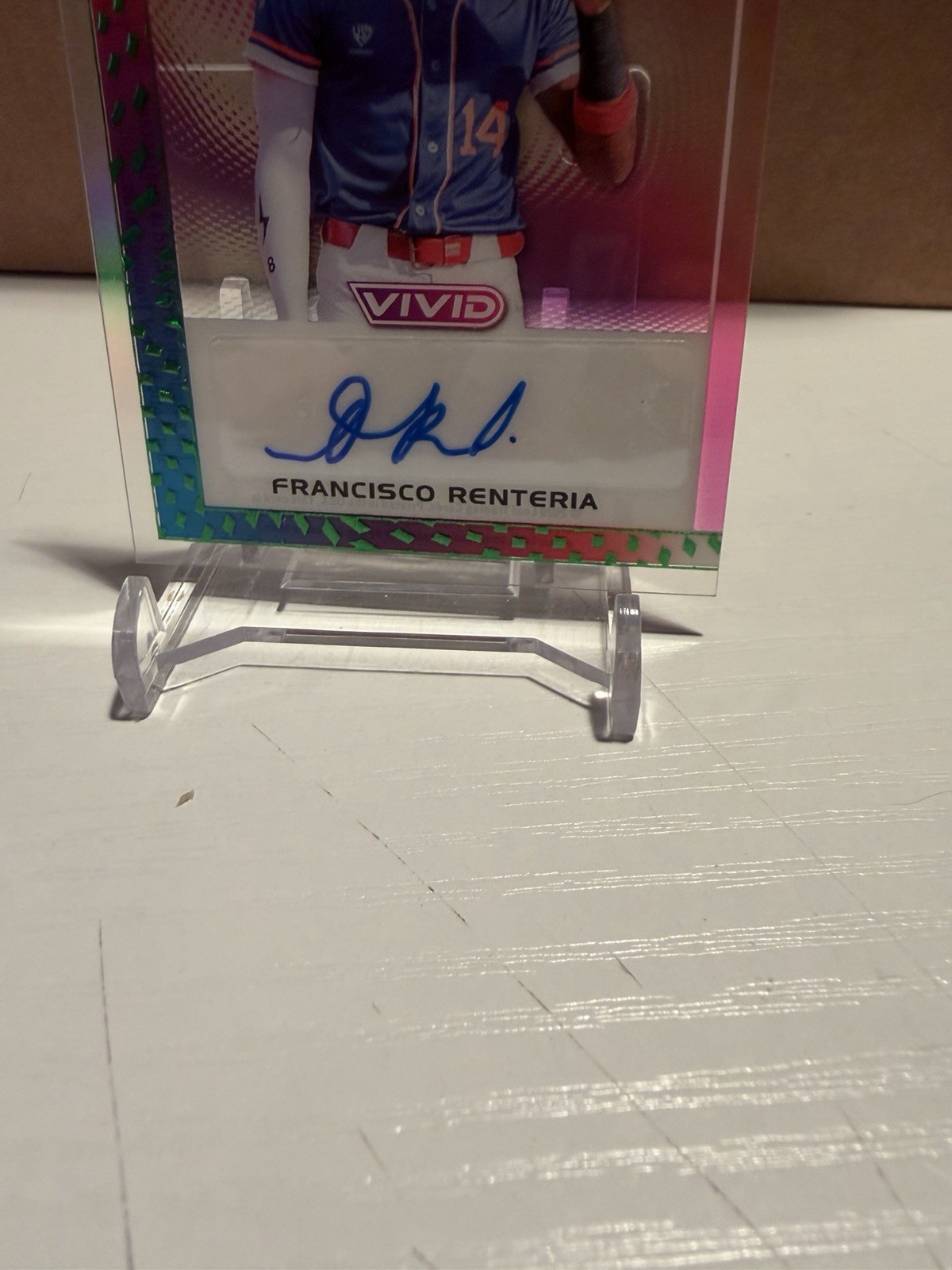 2026 Leaf Vivid Francisco Renteria Clear Auto 1/1 RC SSP Phillies view 4