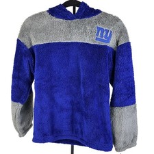 NFL Team Apparel New York Giants Girls Sherpa Hoodie Blue Gray Size M 10 12