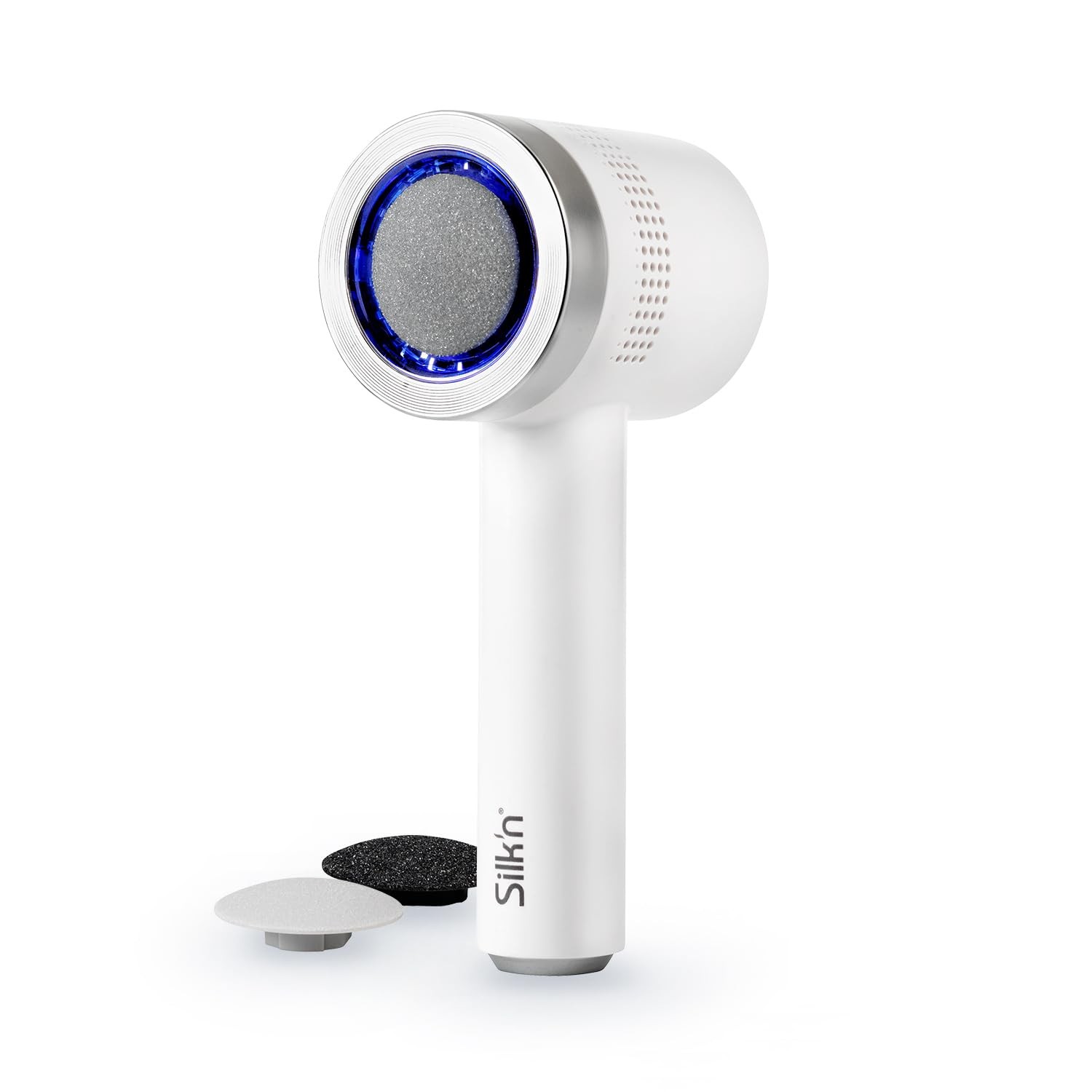Râpe anti-callosités VacuPedi électrique à aspiration cyclonique et 3 rouleaux quartz