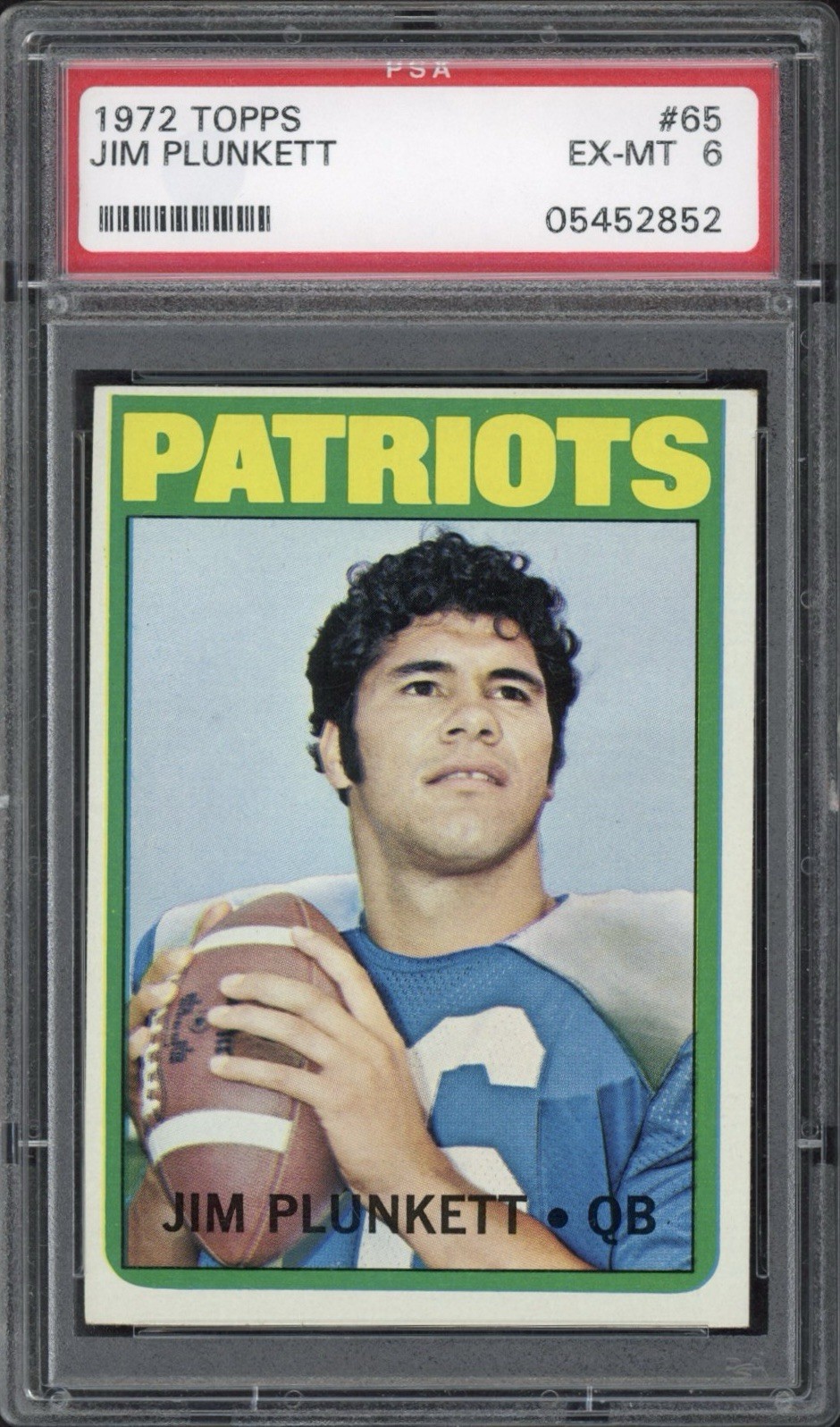 1972 Topps Jim Plunkett Rookie RC #65 PSA 6 EX-MT Patriots