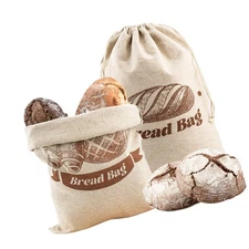 Bread Bags for Homemade Bread, 2-Pack 100% Linen Thicken Sourdough Bread Bags...
