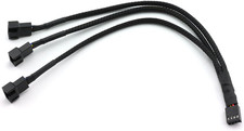 4Pin 1 to 3 Ways PWM Fan Splitter Cable - Black Sleeved Fan Power Extension - 27