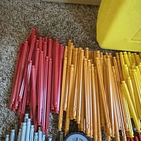Lot Vintage 1992 K'NEX Yellow Box Hard KNEX Carrying Case w/ 400+ Pieces
