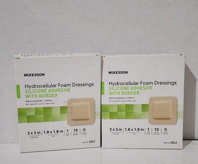 McKesson Silicone Foam Dressings 3x3'' Adhesive With Border Sterile Two Box Lot