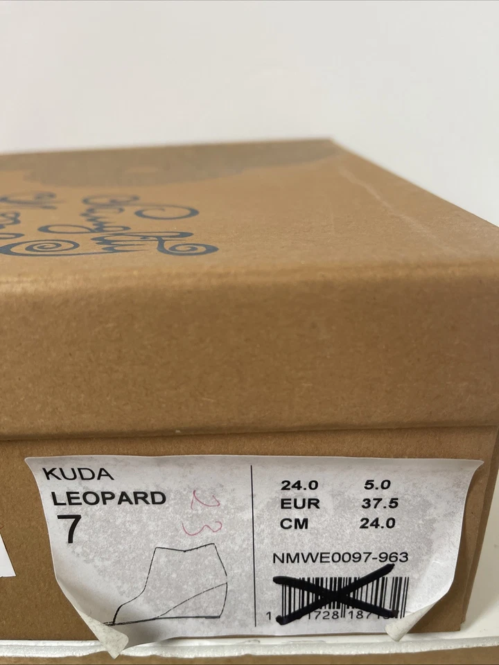 "Botines de cuña Naughty Monkey 'Kuda' leopardo pelo de vaca punta abierta para mujer tacón de 3"" 7M" Foto 2 de 4