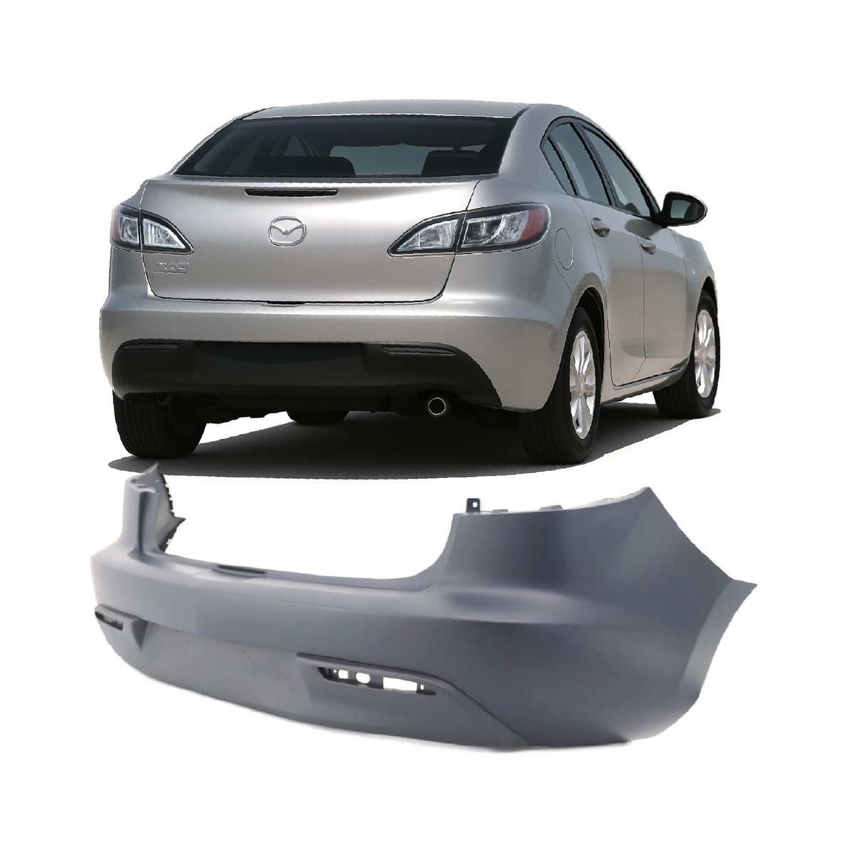 Rear Bumper Cover For 2010-2011 Mazda 3 Primed BBM450221MBB