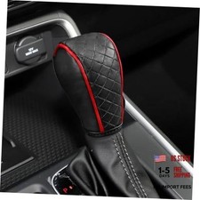 Car Gear Shift Knob Cover, Leather Car Shift Lever Protection Cover, Black Red
