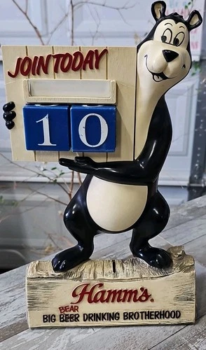 Vintage Hamm's Beer Bear Calendar Piggy Bank Display (missing month inserts)