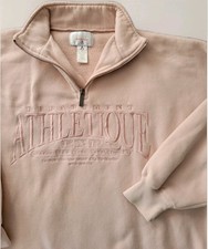 Vintage Express Athletique Embroidered Pink Sweatshirt Zip Boxy Baggy 90s M