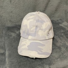CC Girls Ponytail Trucker Hat Camo Grey White Distressed Mesh Back Messy Bun Cap