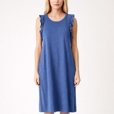 Universal Thread Women's Blue Ruffle Sleeve Midi Dress Cotton Sleeveless Size L