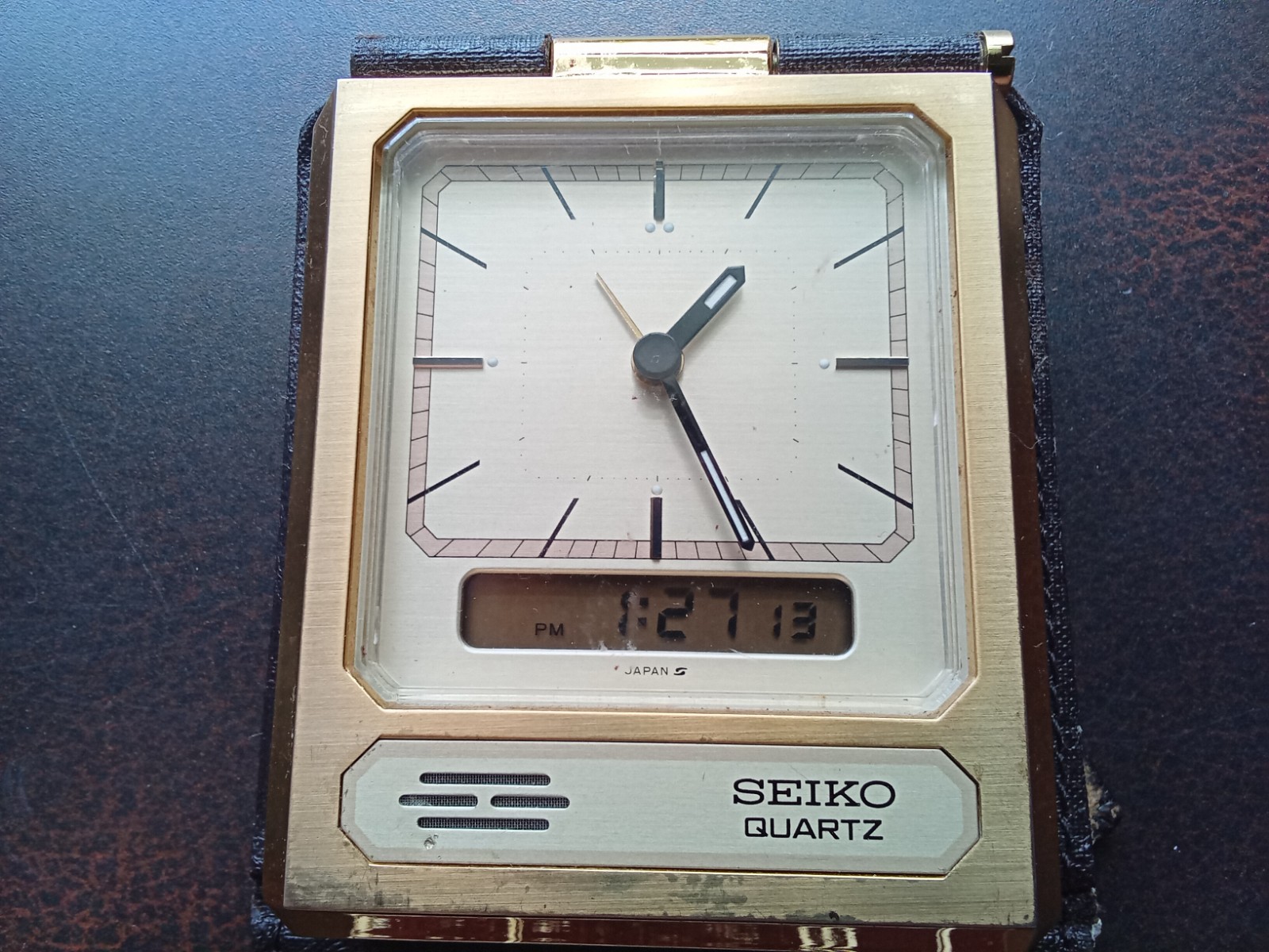 Vintage Seiko Quartz Analogue Digital Travel Alarm Clock SP 101 B Case & Manual image