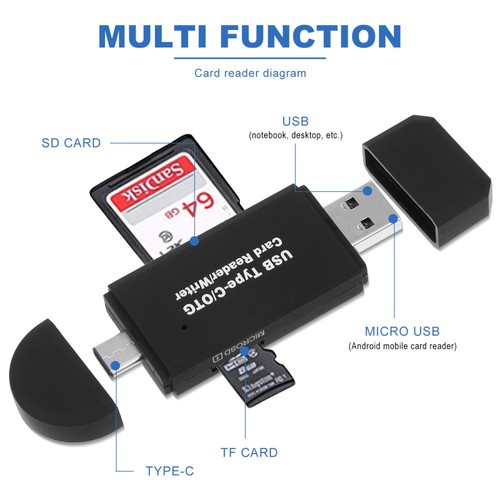 3 in 1 Kartenleser Speicherkartenleser Für Computer Reader-Adapter - Bild 7 von 12