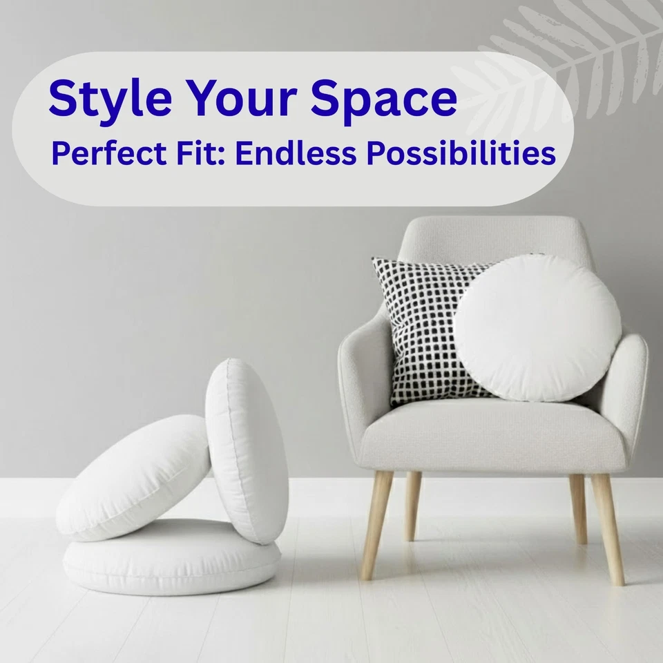 Round Cushion Inserts Pads Inners Fillers Scatters Circle Shape Home Sofa Decor. - Image 2 of 4