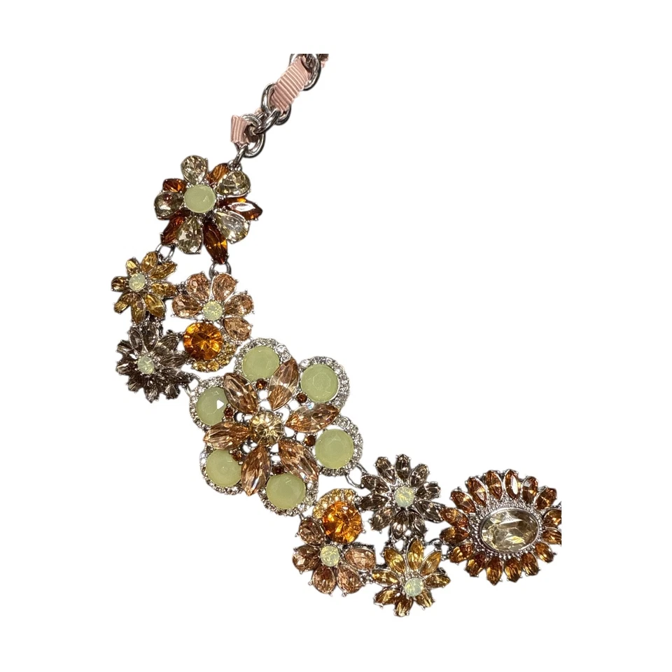 TALBOTS Gold Tone Multicolored Crystal Flower Statement Necklace T490 - Image 4 of 4