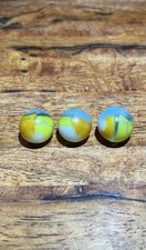 Lot of 3 Vintage Vitro Agate Tri-Lite Marbles Clear Base Multi-Color Patch 5/8"
