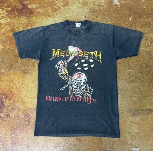 Megadeth Shirt Mens M Gray Killing Is My Business To 1980s vintage concert t-shirt, vintage, single stitch, B+ condition
