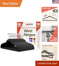 Black Velvet Hangers 150 Pack   360  Swivel Hook, Non-Slip and Space Saving H...
