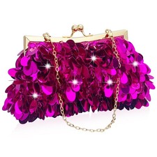 Sparkly Evening Clutch Purse for Women Elegant Sequined Party Bag, Glam Weddi...