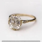 4 CT Asscher Cut Lab-Created Diamond Wedding Ring 14K Yellow Gold Plated SZ-5.5