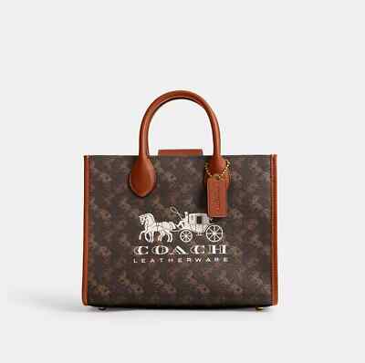Coach Ace Tote Bag 26 With Horse And Carriage Print-Brass/Truffle