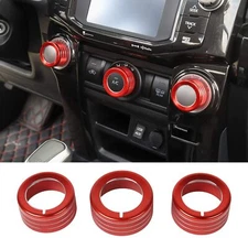 3pcs Car Air Conditioner Button Decor Trim Knob Cover for 4Runner 2010-2022 Red