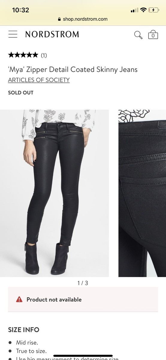 Jeans Skinny Noir Articles Of Society Avec Zip - Taille 26 - Occasion Très Bon état