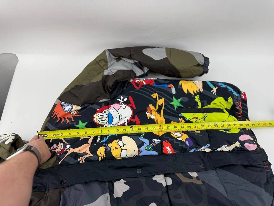 Members Only x Nickelodeon Mens Hooded Full Zip Camo Puffer Jacket Size 2XL - Image 4 of 4