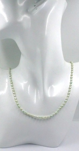 COLLANA ORO GIALLO, 18K, PERLE VERDI OVALI ACQUA DOLCE, CHICCHI RISO 40-50-60 CM - Foto 3 di 17
