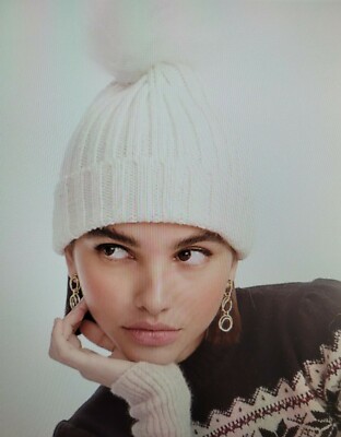 J.Crew Beanie: pom-pom beanie Ivory New with Tag | eBay display picture 3