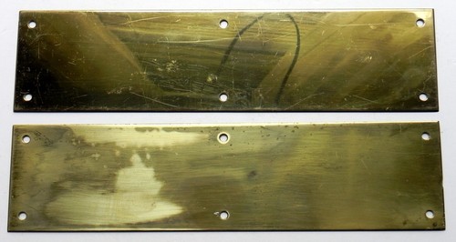 Original Vintage Brass Push Finger Plates 3.5 x 14" Better than photos Pair