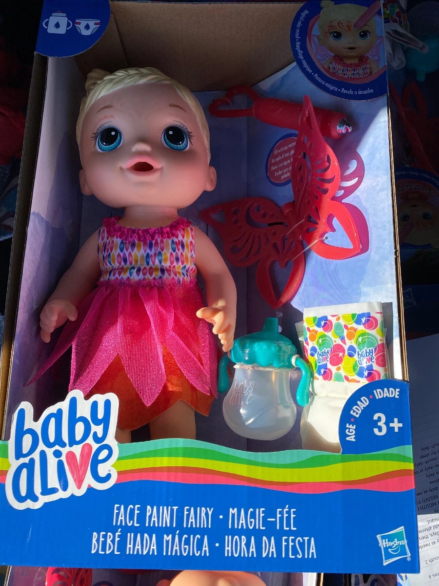 Baby Alive Face Paint Fairy Interactive Doll Brunette Real Girl Toys Green Dress