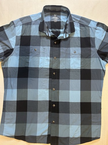 KUHL STYK - Tapered Fit - Men’s XL Blue Plaid Short Sleeve Button Outdoor Shirt - Picture 3 of 14